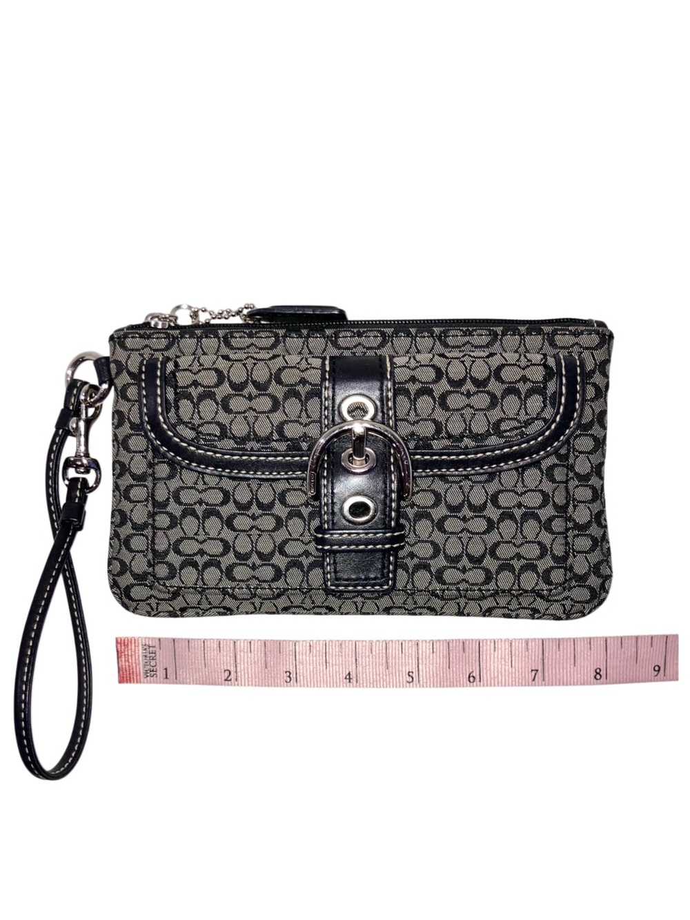 Y2K Vintage Coach Black Gray Soho Signature Logo Canvas Wristlet Wallet NWOT - Picture 4 of 7